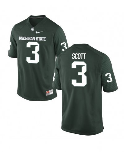 Men's Michigan State Spartans NCAA #3 LJ Scott Green Authentic Nike Stitched College Football Jersey XG32U66JD